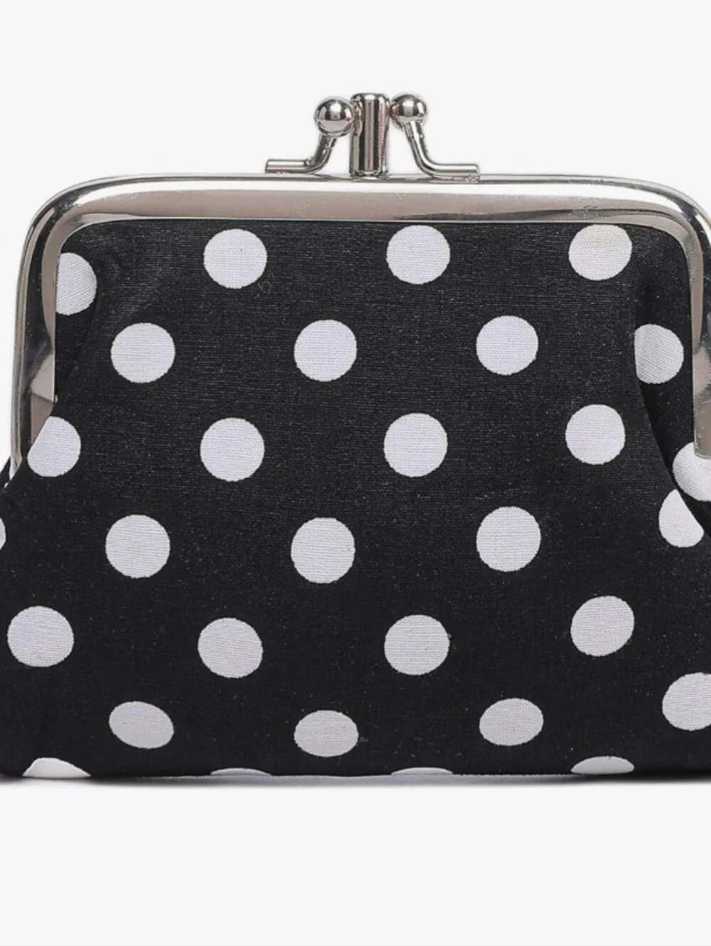 💙 2 For $40 Vintage Floral Kiss Lock Coin Purse Double Layer Pocket Polka Dot